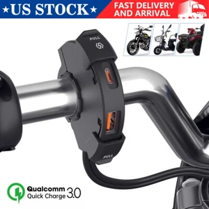 30W Motorcycle Handlebar USB Charger Waterproof Adapter USB C Fast Charger QC3.0 - Photo 1 sur 11