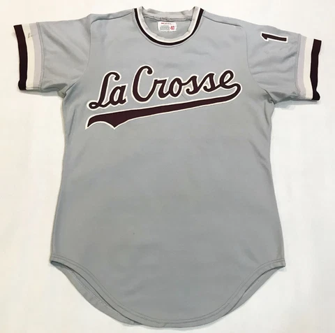Vintage Wilson La Crosse #19 Baseball Pullover Jersey Sz 40 Gray USA Sewn Cover