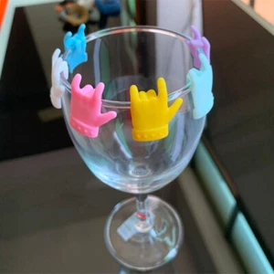 6PCS Multicolor Silicone Finger Shape Wine Glass Markers Drinking Cup Identi.l8 - Imagen 1 de 8