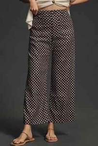 NWT Maeve The Colette Cropped Wide-Leg Linen Pants Sz 24Tall Black Floral #7C403 - Picture 1 of 12