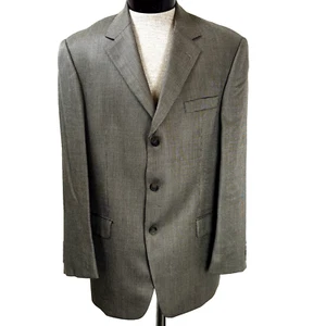 Andrew Fezza Men's Flannel Sport Coat Blazer Size 43R Silk Wool Tan Suit Jacket - Picture 1 of 12