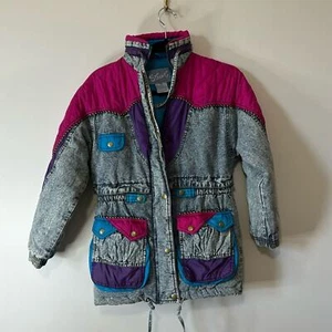 Vintage Girls 80s Retro Jacket Street Worn Pink Denim 12 - Picture 1 of 3