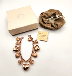 Veronese Rose Gold on Sterling Silver Heart Charm Bracelet 925 New in Box - Picture 1 of 3