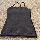 Lululemon Power Y Tank Top Black and Gray Striped Size 6 No Padding