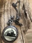VINTAGE TRAIN POCKETWATCH WITH CHAIN