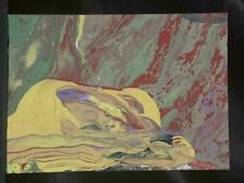 Original ACEO The Golden Decayed Peaks Medium Acrylic on Paper Signed by Artist