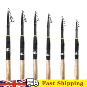 Telescopic Fishing Pole Black Portable Travel Fishing Rod for Bass Trout Fishing - Picture 1 of 30
