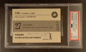 1958 World Cup Pele 1st WC Goal Game Ticket PSA 2 MK Brazil vs Wales Pele Rookie - Picture 1 of 7