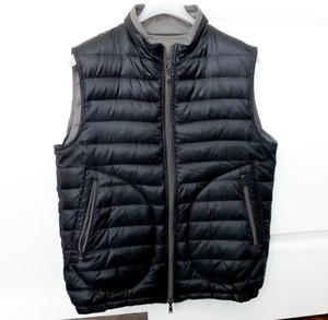 HERNO Mens Vest Size 52 LARGE Black Grey Reversible Puffer Feather Down $500 - Picture 1 of 8