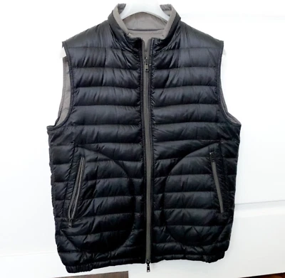 HERNO Mens Vest Size 52 LARGE Black Grey Reversible Puffer Feather Down $500 - Image 1 of 4
