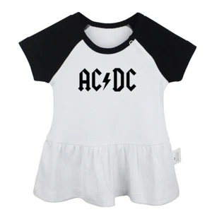Funny Rock Band ACDC Newborn Baby Girls Dress Toddler Infant 100% Cotton Clothes - Picture 1 of 15