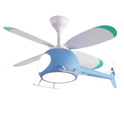 Children's Bedroom Helicopter Model Ceiling Fan with Lights 42 inch Remote Co... - Image 1 of 4