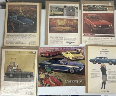 1966 67  Vintage Print Ad Ford Mustang 6 Prints - Image 1 of 4