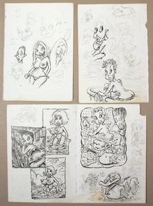 Nick Lyons. Original small ink nude drawings from artist's sketchbook - Picture 1 of 4