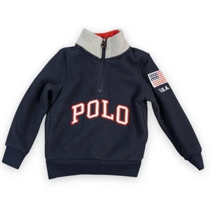 Polo Ralph Lauren Suéter Niño Pequeño 2T Azul 1/4 Cremallera Poni Preppy RL Arco Bandera Parche - Imagen 1 de 10