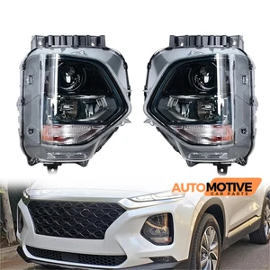 For 2019-2020 Hyundai Santa Fe Headlights Lamp Assembly Housing Black Left+Right - Picture 1 of 23