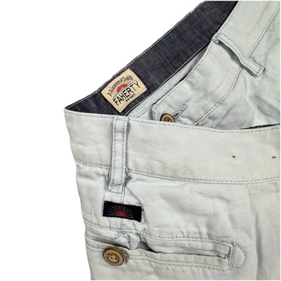 Pantalones Cortos Faherty Para Hombre Talla 35 Cintura Azul Chino Mezcla de Lino Tejido Informal Exterior Foto 1 de 4