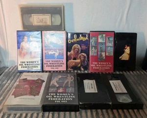 10 Vtg FOXY OIL WRESTLING VHS MOTLEY CRUE Womens Oil Wrestling Federation Lot - Picture 1 of 15