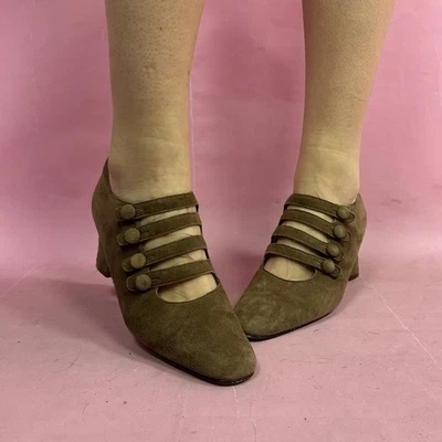 VTG  Nine West Nashforg  Brazil Beige Suede Victorian  Button Heels Shoes 6.5 - Image 1 of 4