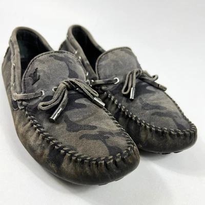 Mocassim Louis Vuitton Masculino Camuflagem Camurça Sapatos Casuais LV 9.5 - Imagem 1 de 4