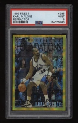 1996-97 Karl Malone PSA 9 Topps Finest Gold Refractor #285 *NICE* Low POP8 - image 1 of 2