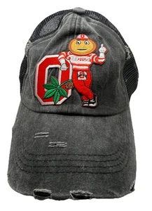 Ohio State Buckeyes Custom Mascot Patch Black Distressed Hat - Picture 1 of 3