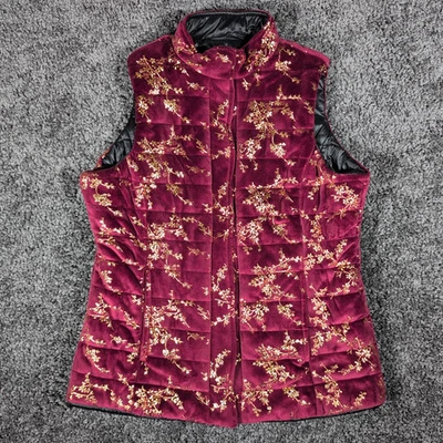 Chaleco Magnético Adaptable Silverts Para Mujer S Borgoña Dorado Floral Reversible Nuevo Con Etiquetas Foto 1 de 4