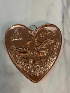 Retro Copper Heart Swan Mold Wall Decor French Country Kitchen Farmhouse - Picture 1 of 10