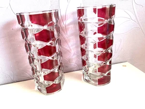Vintage J.G. Durand Luminarc Cranberry French Glass Red Vase 17cm H 1970’s x 2 - Picture 1 of 8