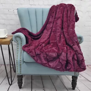 Brushed Faux Fur Ashley Throw Blanket with Sherpa Backing Extra Soft Fluffy Cozy - Picture 1 of 108