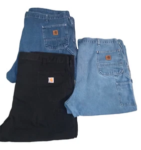 Lot of 3 Vintage Cropped Carhartt Relaxed Fit Carpenter Jeans Men’s Size 50 X 23 - Picture 1 of 3