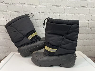 Botas de nieve de invierno SOREL Flurry amarillo verdoso negro niños niños jóvenes talla 4 Foto 1 de 4