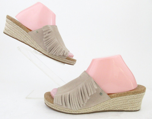 Sandali a frange UGG Australia ""Danesi"" con zeppa Horchata taglia 9 in perfette condizioni!