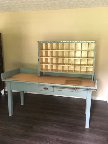 Post Office Cubby Desk Slots Vintage Sorting Table Display Shelf Cover