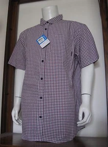 Camicia da uomo M Columbia Rapid Rivers maniche corte con bottoni blu arancione a quadri nuova con etichette - Foto 1 di 9
