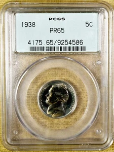 1938 PCGS PR65 Jefferson Nickel - Gen 2.2 Old Green Holder - Picture 1 of 2