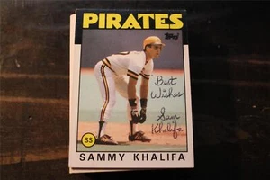 Tarjeta autografiada de Sammy Khalifa 1986 Topps Piratas de Pittsburgh - Imagen 1 de 1