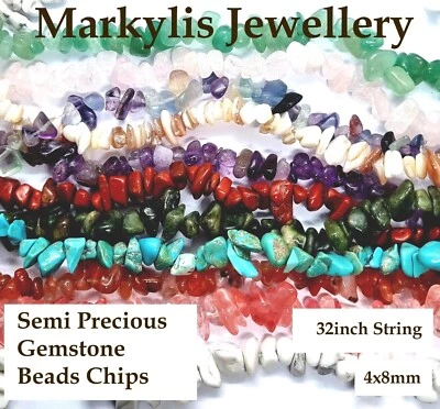 Semi Precious Gemstone Chips Beads Jewellery Making Craft Stones - 4mm x 8mm - Image 1 of 4