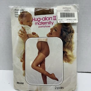 Sears Hug-alon II Vintage Take Nine Maternity Pantyhose Sandstone 2 Pairs - Picture 1 of 6