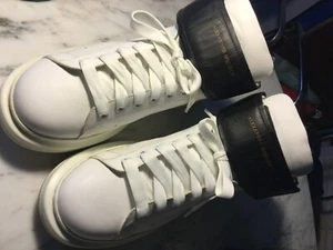alexander mcqueen Authentic Mens Larry Mid Top White Black Sneaker Usa11/44 - Picture 1 of 10