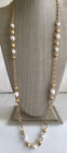 Avon Faux Pearl Gold Tone Bead Station Necklace