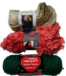 Red Heart Yarn Boutique Unforgettable, Fur & Super Saver 3 Skeins Various Colors - Picture 1 of 13