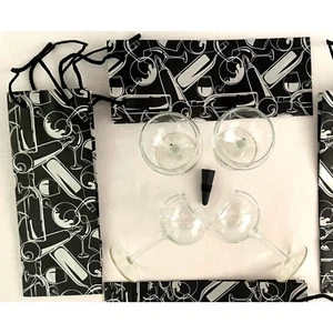 Wine Bundle 4 bubble Wine Glasses and 4 Wine bottle gift bags and Stopper - Picture 1 of 7