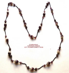 COLLIER SAUTOIR FANTAISIE FABRICATION ARTISANALE VERRE* - Picture 1 of 1