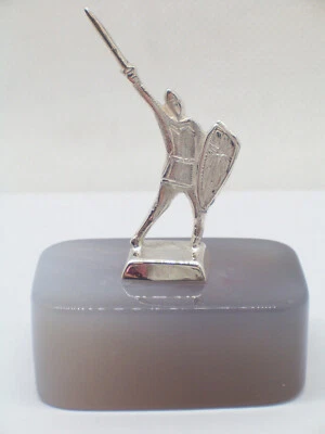 Alberto Da Giussano in ARGENTO 925 su Agata Grigia - statuetta su Pietra Dura - - Immagine 1 di 4