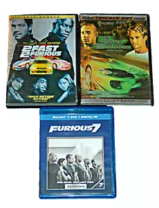 2 Fast 2Furious DVDs & Blu-Ray Lot Fast 2 Furious 7 Paul Walker Videos Movies - Picture 1 of 2