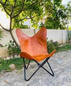 Vintage Chair Leather Butterfly Lounge Accent Handmade Home Decore Amazing - Picture 1 of 8