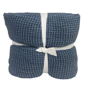 Pottery Barn Waffle Weave Blanket Midnight FULL QUEEN - Picture 1 of 2