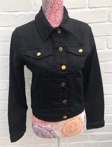 New Karen Millen Organic Western Nancy Denim Jacket Black UK 10 EUR 38 - Picture 1 of 11
