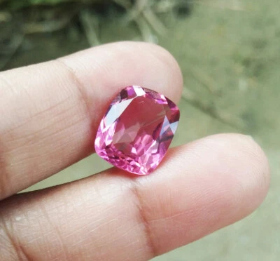 12x10mm 5.80Cts. Cushion Pink Tourmaline Top Color Gems, Excellent Cut  AAA+++ - Image 1 of 4